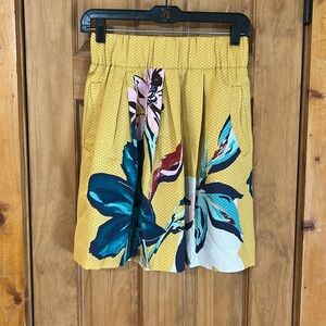 Maeve skirt. Mini, gold,blue, white. Spec of dark red, some lavender. Size 2.